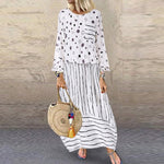 Echoine Women long maxi dresses Polka dot large loose fake two-piece cotton linen dress autumn plus size sundress female cloth