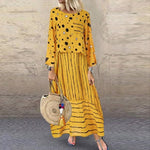 Echoine Women long maxi dresses Polka dot large loose fake two-piece cotton linen dress autumn plus size sundress female cloth
