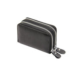 Genuine Leather Women Business Card Holder Wallet Double Zipper Bank Credit Card Case ID Holders RFID Wallet Coin Purse Red Pink