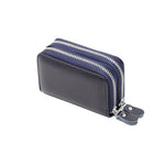 Genuine Leather Women Business Card Holder Wallet Double Zipper Bank Credit Card Case ID Holders RFID Wallet Coin Purse Red Pink