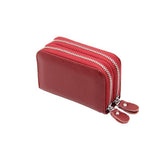 Genuine Leather Women Business Card Holder Wallet Double Zipper Bank Credit Card Case ID Holders RFID Wallet Coin Purse Red Pink