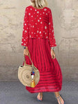 Echoine Women long maxi dresses Polka dot large loose fake two-piece cotton linen dress autumn plus size sundress female cloth