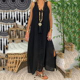 2020 Women Summer Dress Plus Size Sleeveless Holiday Off Shoulder Lace Dress Maxi  Long  Causal Party Beach  Boho Loose  Dresses