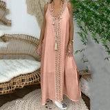 2020 Women Summer Dress Plus Size Sleeveless Holiday Off Shoulder Lace Dress Maxi  Long  Causal Party Beach  Boho Loose  Dresses