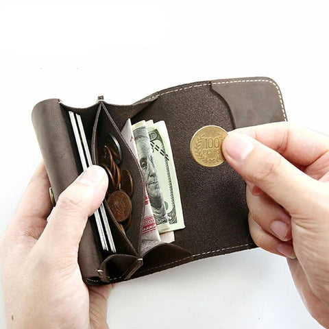 Men's retro crazy horse leather short wallet