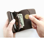 Men's retro crazy horse leather short wallet