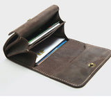 Men's retro crazy horse leather short wallet